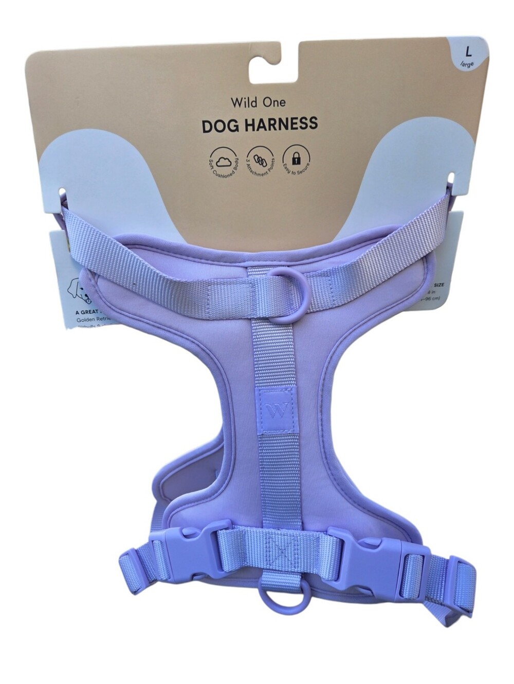 Wild One - Size Large Pastel Purple Dog Harness 3 Attachment Points Cushioned